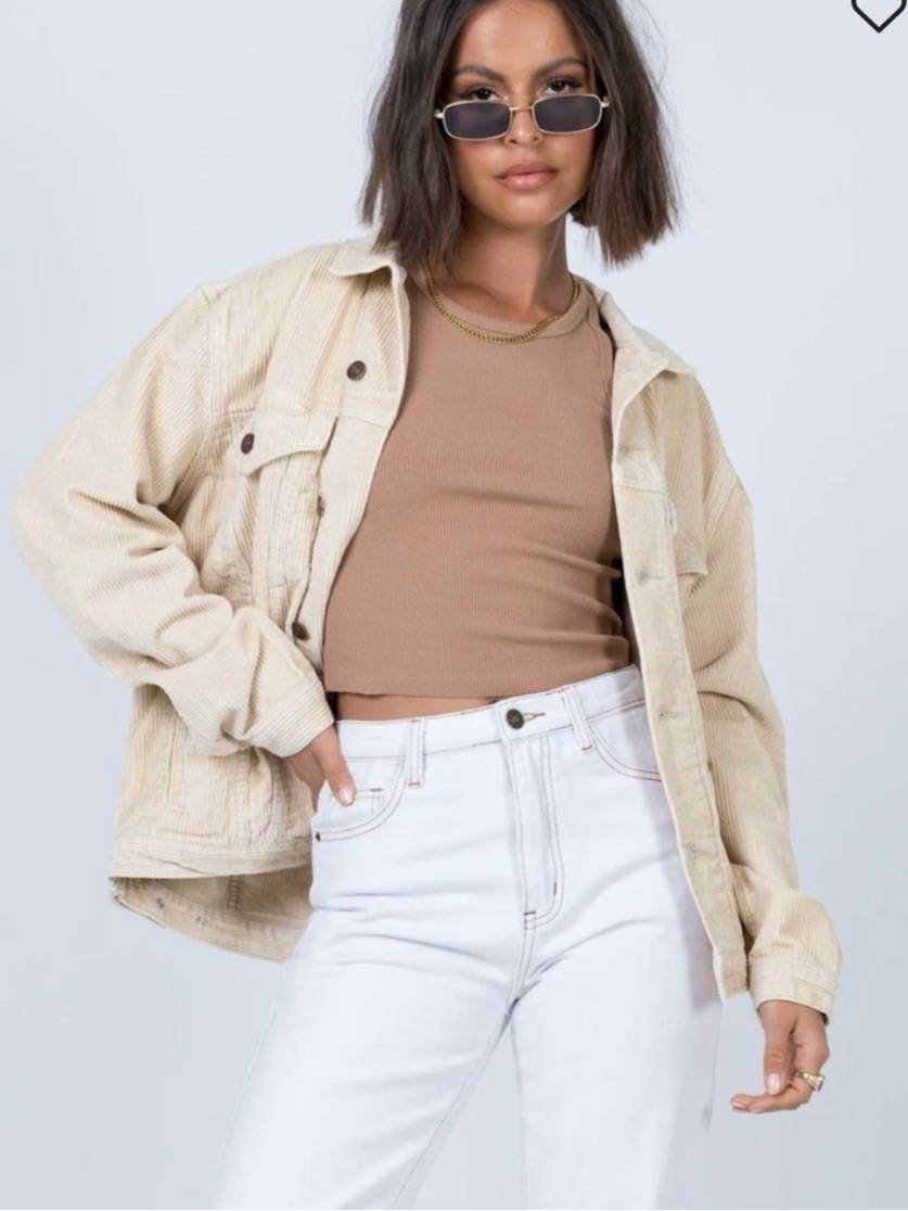 Princess Polly Beige Corduroy Shacket Jacket